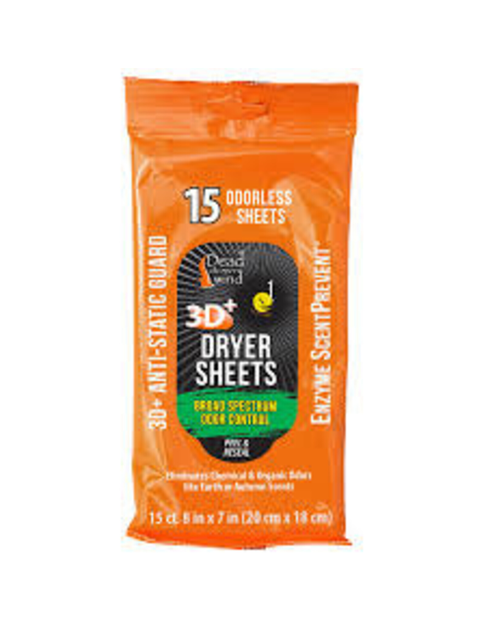 Dead Down Wind Dead Down Wind Dryer Sheets Broad Spectrum Odor Control - 15 Odourless Sheets