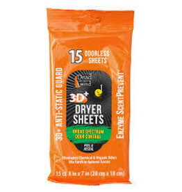 Dead Down Wind Dead Down Wind Dryer Sheets Broad Spectrum Odor Control - 15 Odourless Sheets