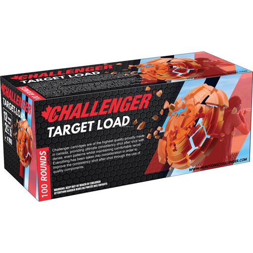 Challenger Ammo 43028 Target Load 100 Round Pack, 12 GA, 2-3/4 in, No. 8, 3 Dram, 1-1/8 oz, 1200 Fps