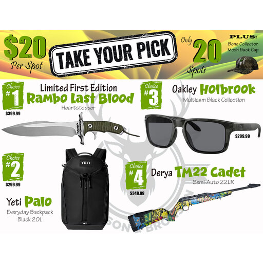 DRAW #1937 - Take Your Pick - Rambo, Yeti, Oakley OR Derya!