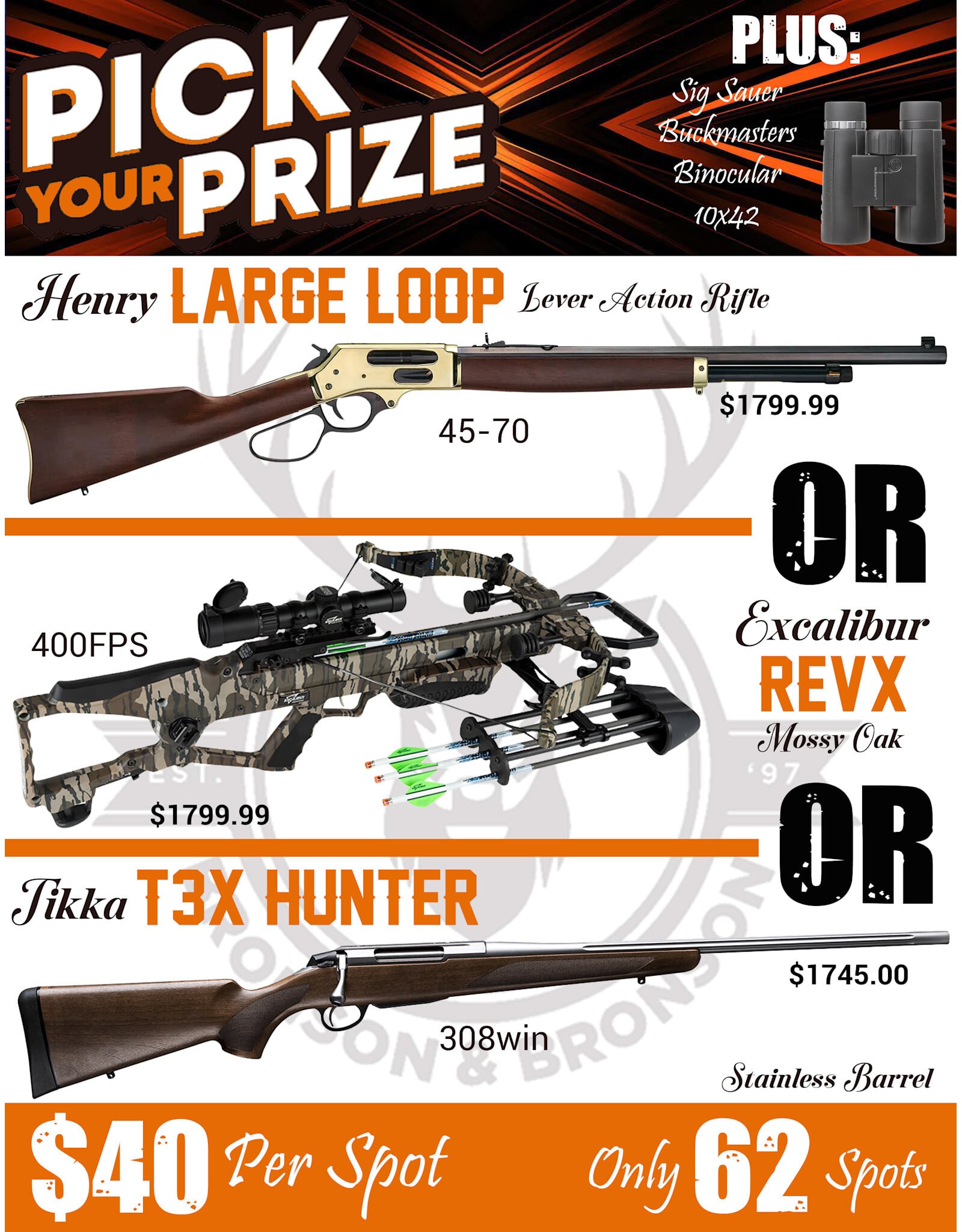 DRAW #1938 - Pick Your Prize - Henry, Excalibur OR Tikka!