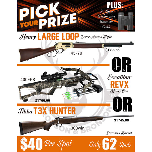 DRAW #1938 - Pick Your Prize - Henry, Excalibur OR Tikka!