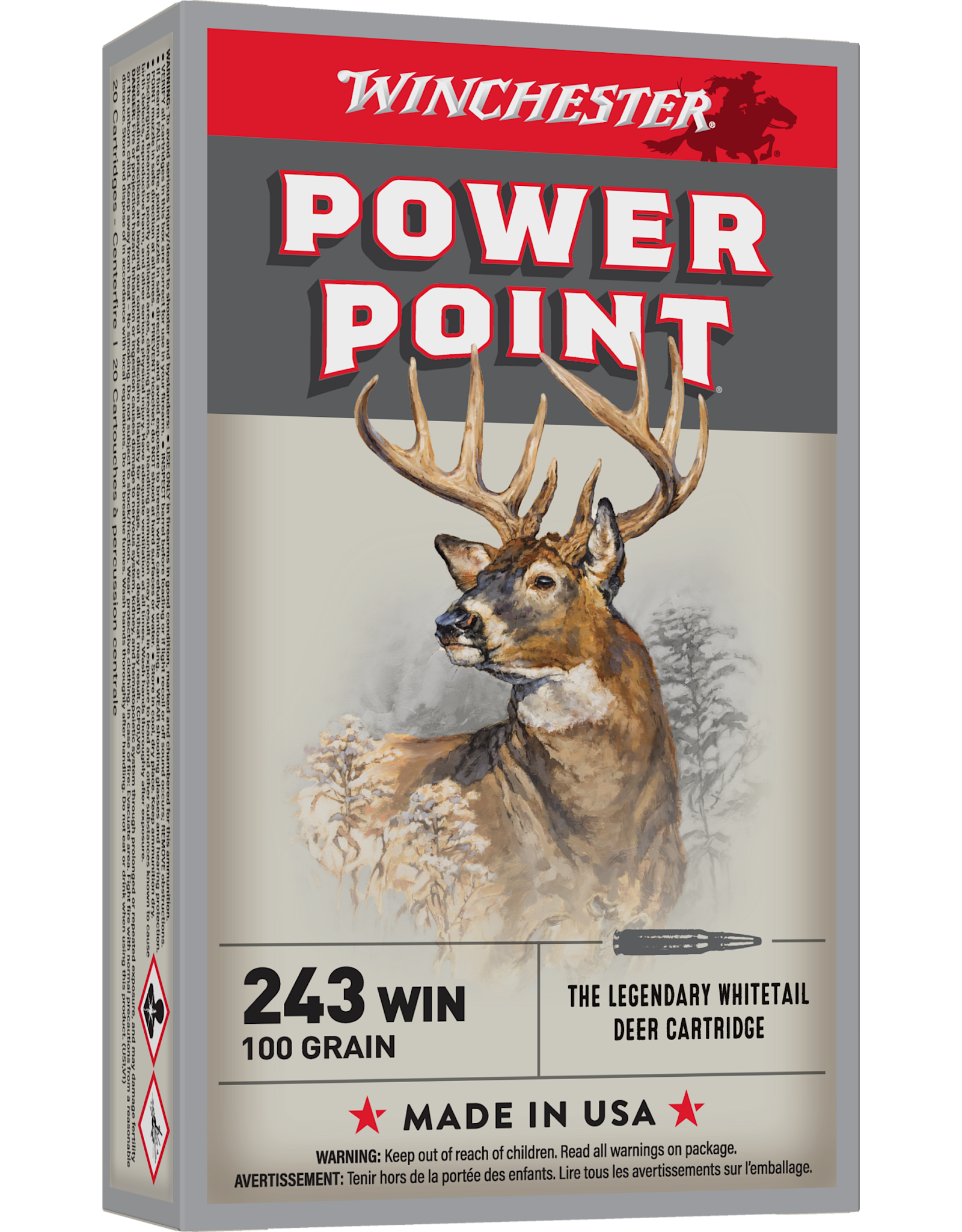 Winchester Winchester X2432 Super-X Rifle Ammo 243 , Power-Point, 100 Grains, 2960 fps, 20, Boxed