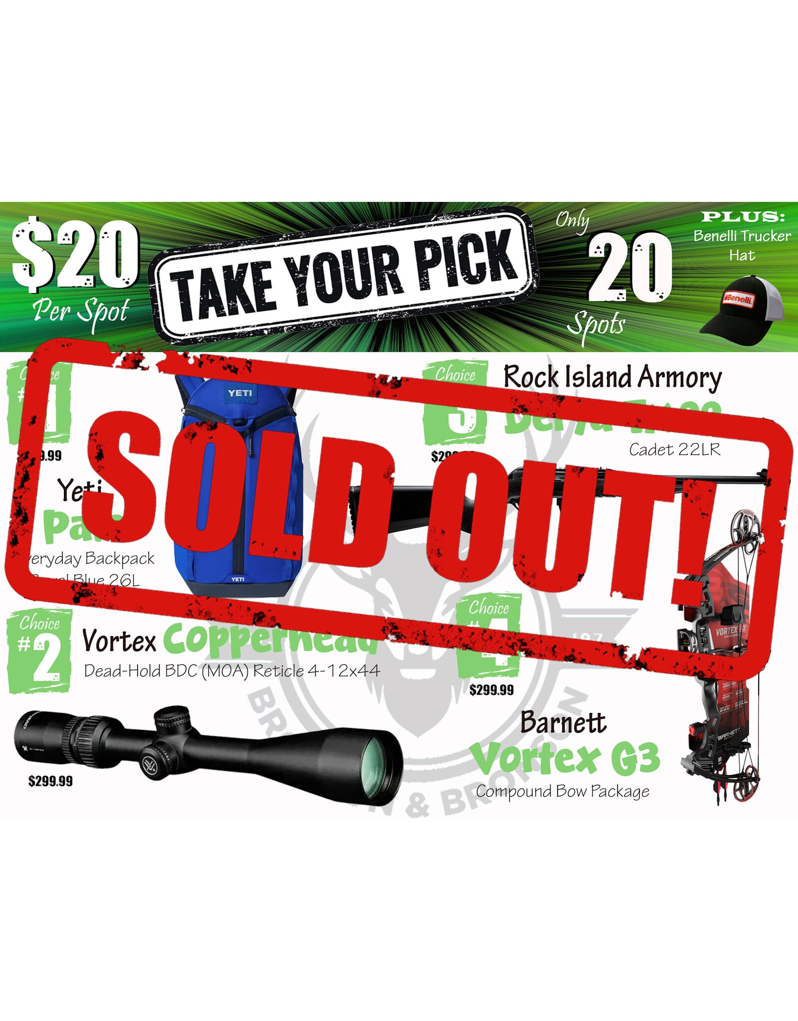 DRAW #1935 - Take Your Pick - Yeti, Vortex, Rock Island Armory OR Barnett!
