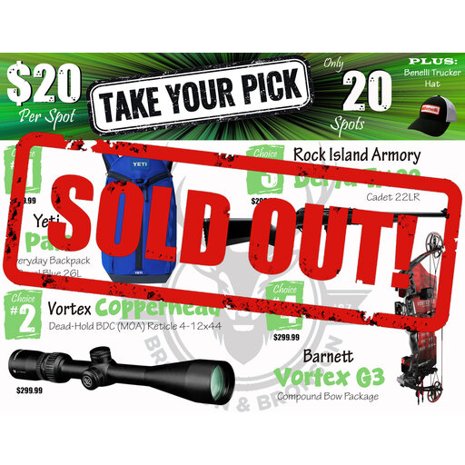 DRAW #1935 - Take Your Pick - Yeti, Vortex, Rock Island Armory OR Barnett!