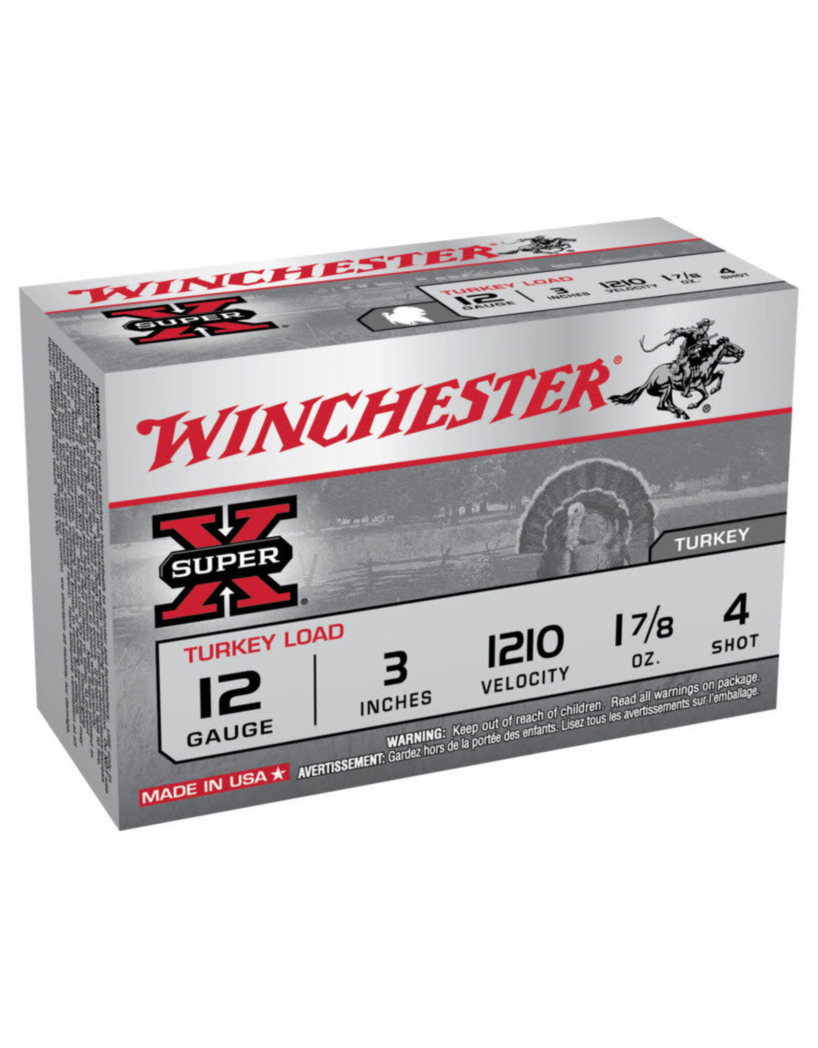Winchester WINCHESTER SUPER X 12 GAUGE 3" #4 1.7/8 OZ TURKEY LOAD