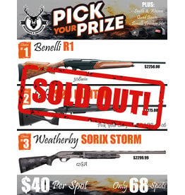 DRAW #1932 - Pick Your Prize - Benelli, Sako OR Weatherby!