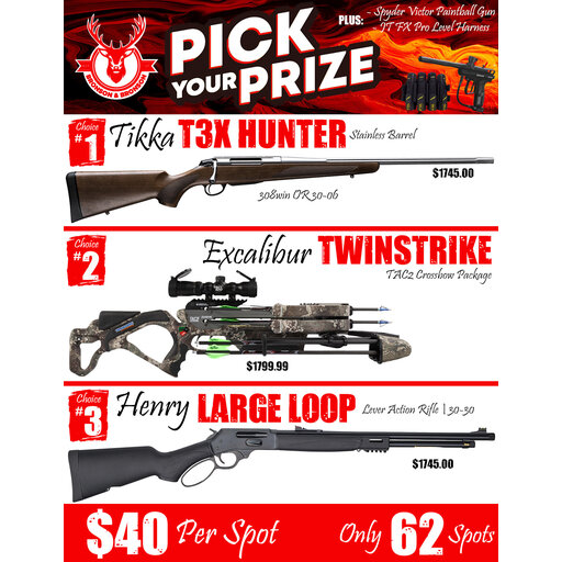 DRAW #1940 - Pick Your Prize - Tikka, Excalibur OR Henry!