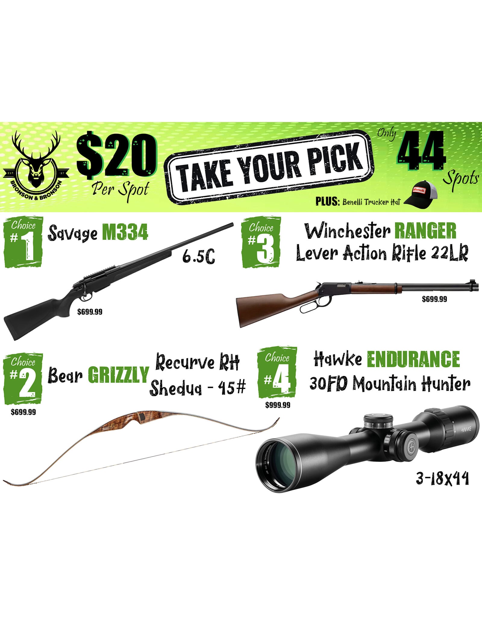 DRAW #1941 - Take Your Pick - Savage, Bear, Winchester OR Hawke!