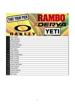 DRAW #1937 - Take Your Pick - Rambo, Yeti, Oakley OR Derya!