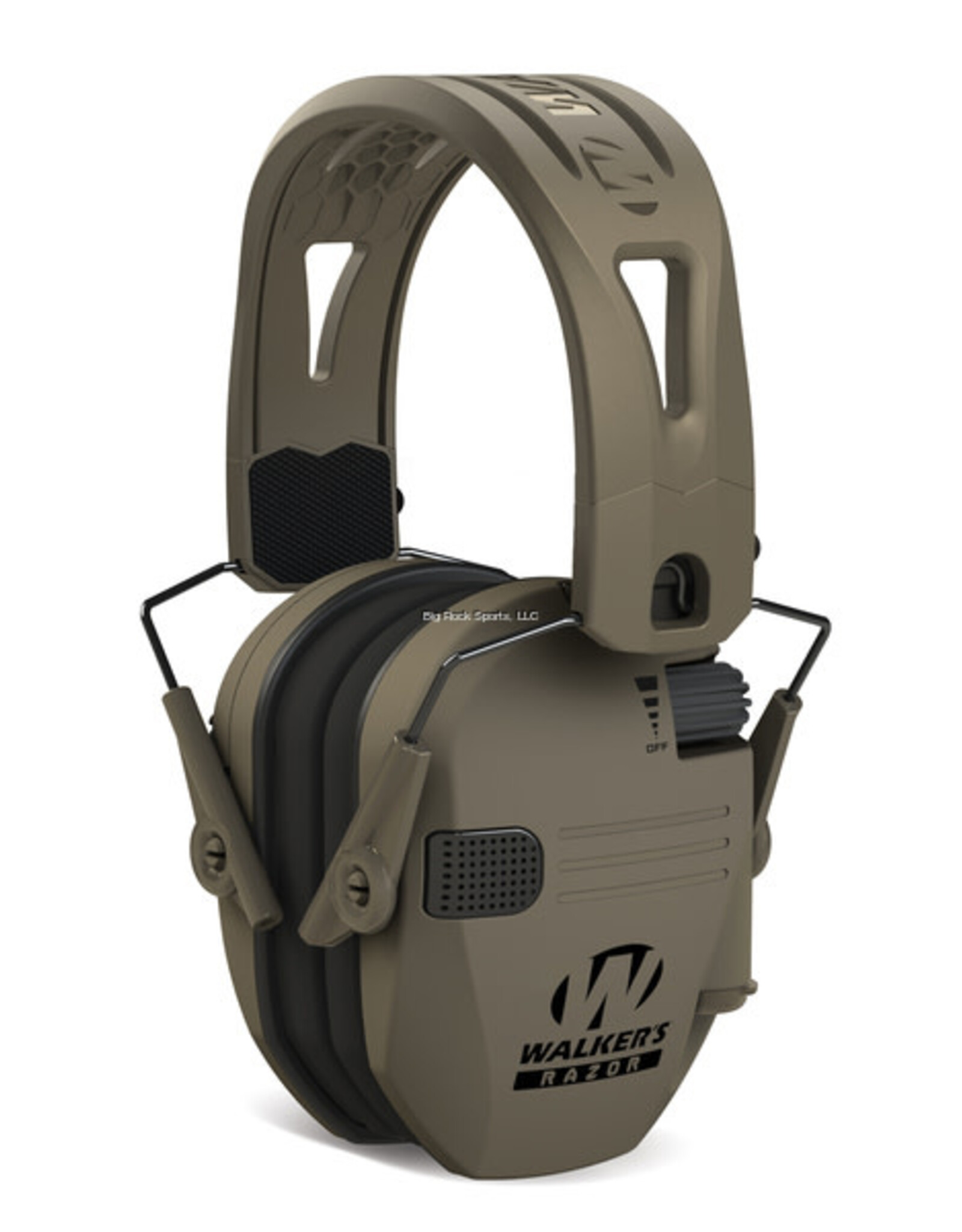 Walkers Walkers GWP-RSEMRH-MFDE Razor Tacti Grip Shooter Folding Electronic Ear Muff w/FDE Rubber Headband 23 NRR w/3.5mm Audio Jack FDE