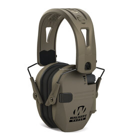 Walkers Walkers GWP-RSEMRH-MFDE Razor Tacti Grip Shooter Folding Electronic Ear Muff w/FDE Rubber Headband 23 NRR w/3.5mm Audio Jack FDE