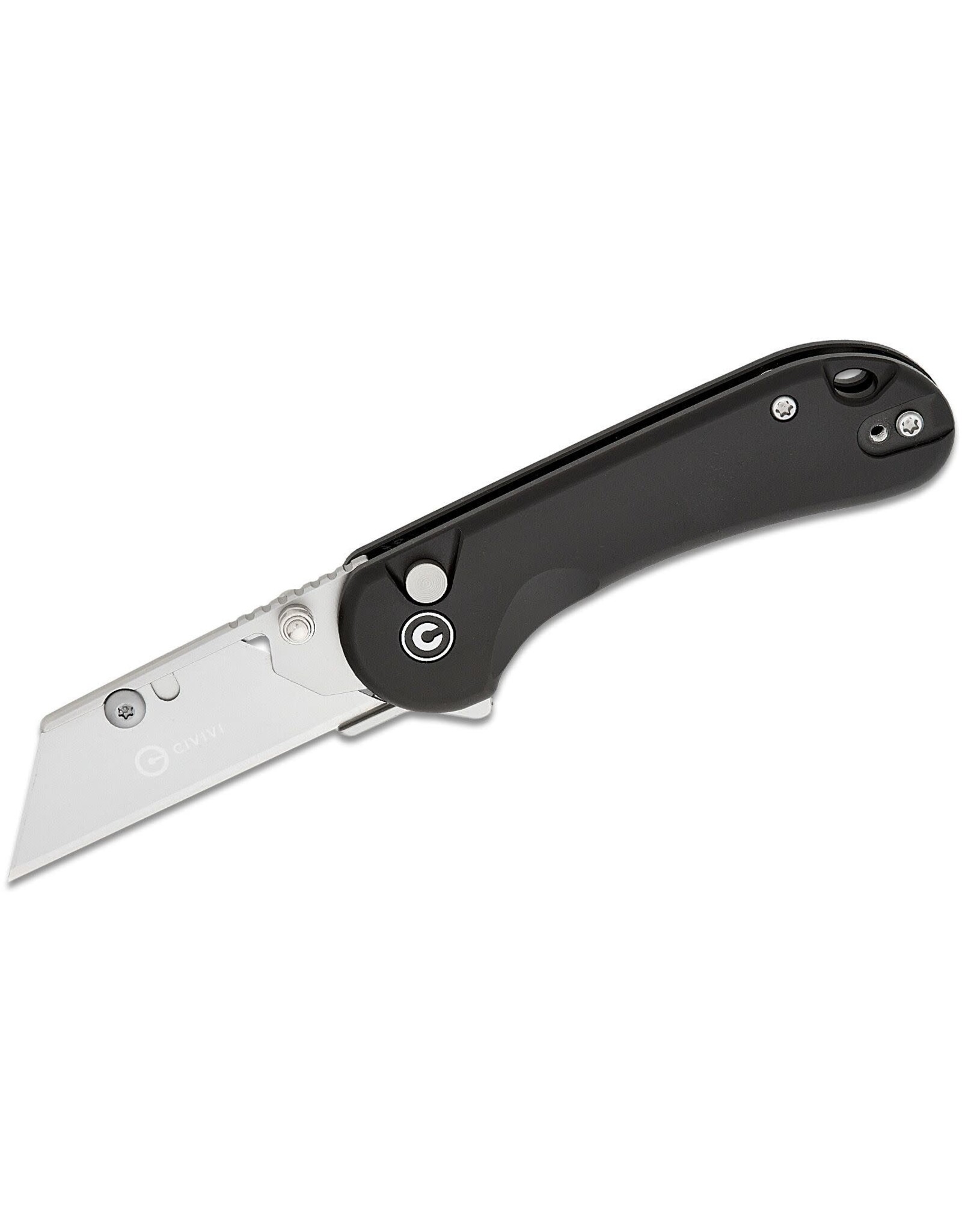 Civivi CIVIVI Knives Elementum Utility Button Lock Flipper Knife 2.26" 6Cr Replaceable Utility Blade, Black Aluminum Handles, Reversible Clip