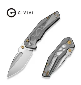 Civivi CIVIVI Wellmax Thumb Stud & Button Lock Knife Gray Aluminum Handle