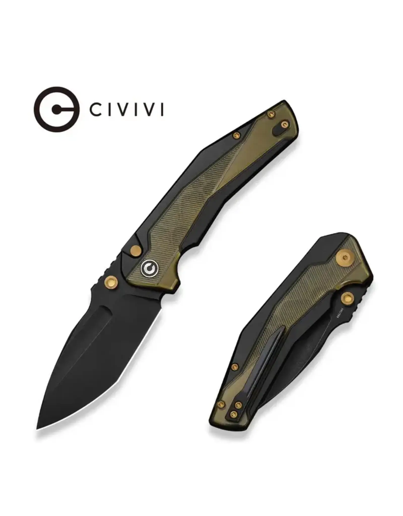 Civivi CIVIVI Wellmax Thumb Stud & Button Lock Knife Black Aluminum Handle