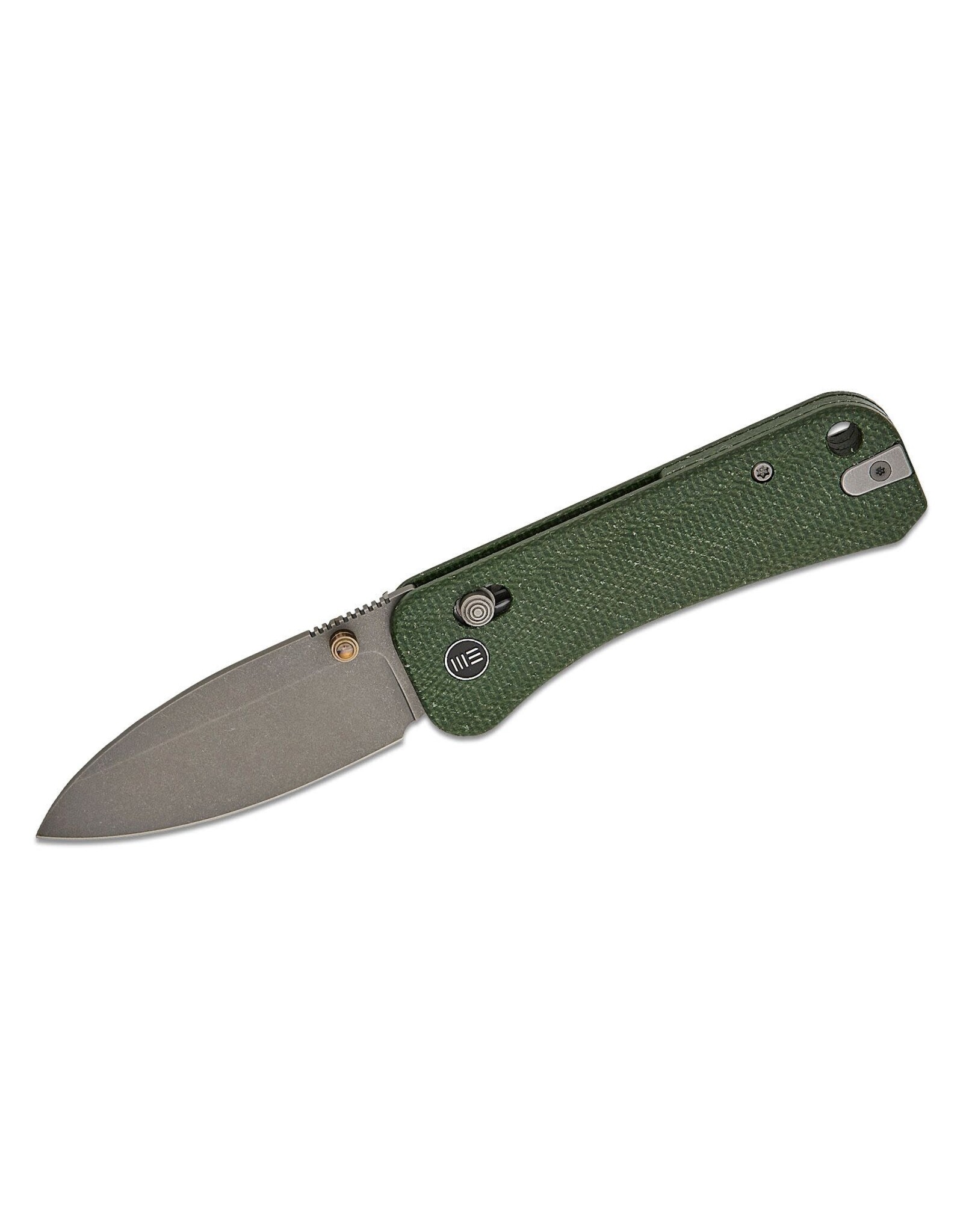 We Knife Co Ltd We Knife Company Ben Petersen Banter 2 Crossbar Lock Folding Knife 2.87" S35VN Gray Stonewashed Drop Point Blade, Green Canvas Micarta Handles, Reversible Clip - WE23075-3