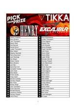 DRAW #1940 - Pick Your Prize - Tikka, Excalibur OR Henry!