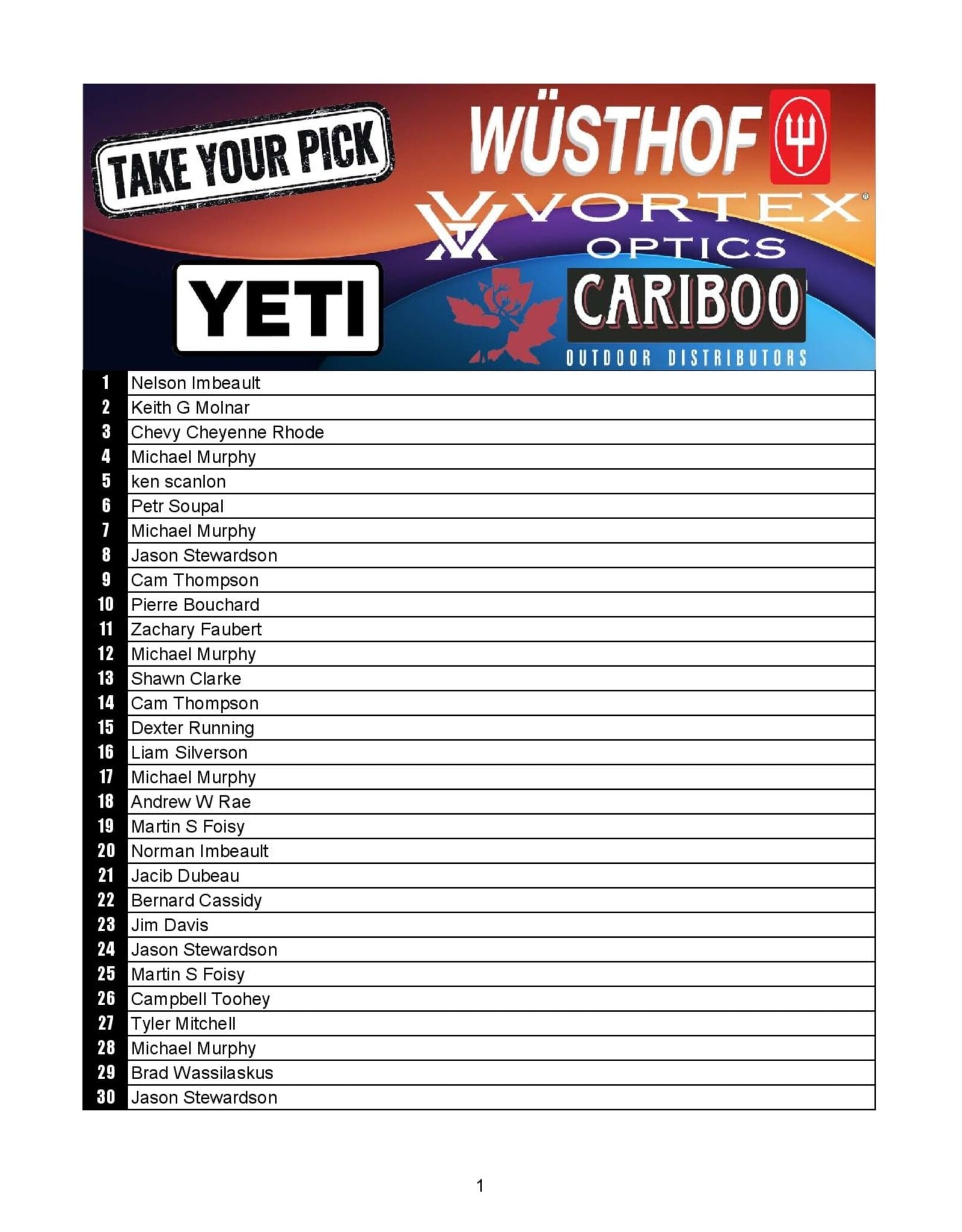 DRAW #1942 - Take Your Pick - Cariboo, Yeti, Vortex OR Wusthof!