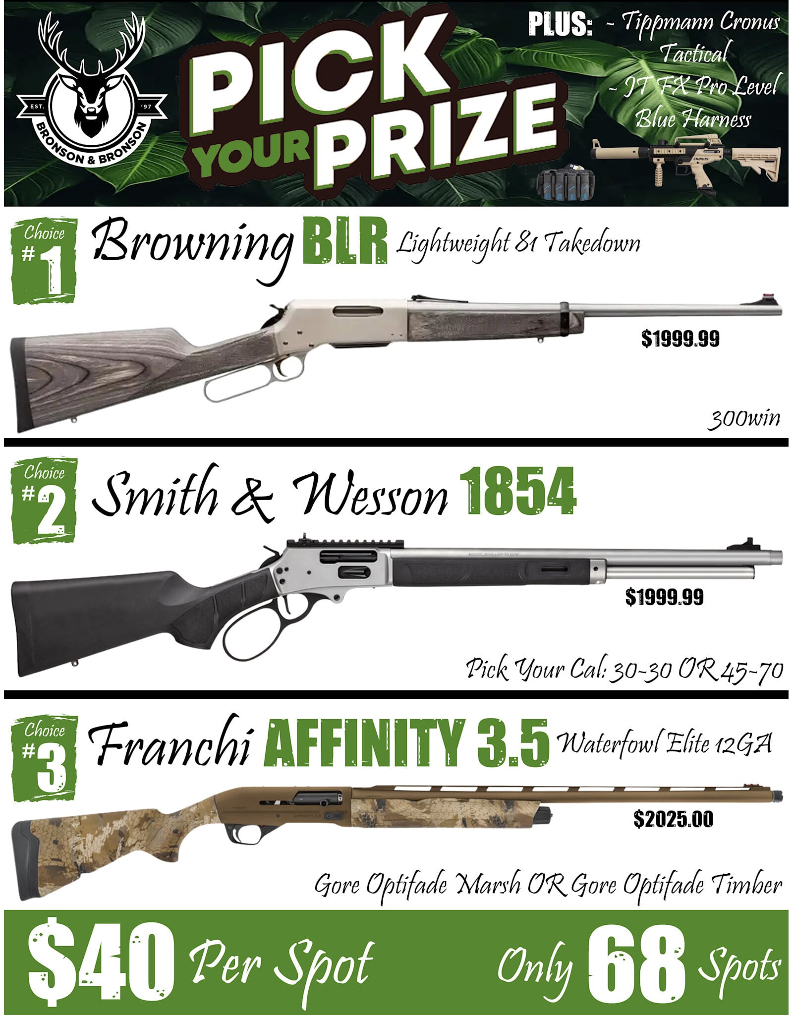 DRAW #1947 - Pick Your Prize - Browning, Smith & Wesson OR Franchi!
