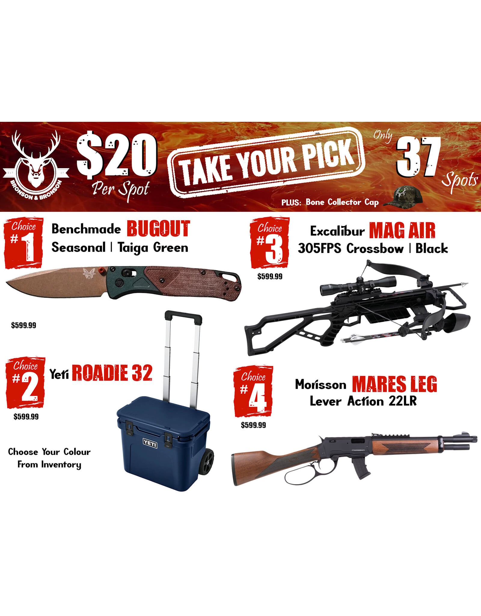 DRAW #1948 - Take Your Pick - Benchmade, Yeti, Excalibur OR Morisson!