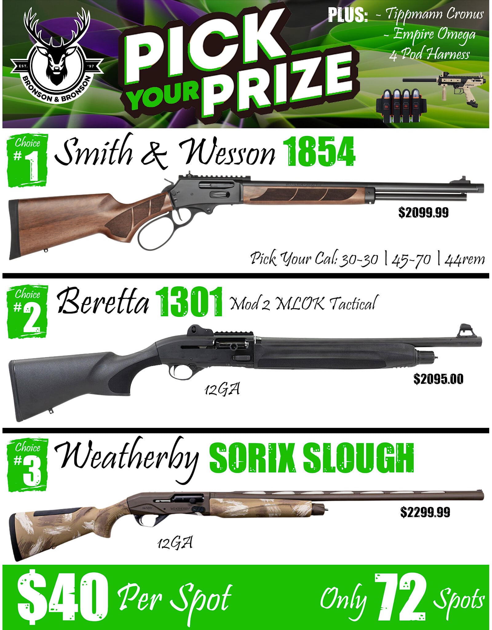 DRAW #1949 - Pick Your Prize - Smith & Wesson, Beretta OR Weatherby!