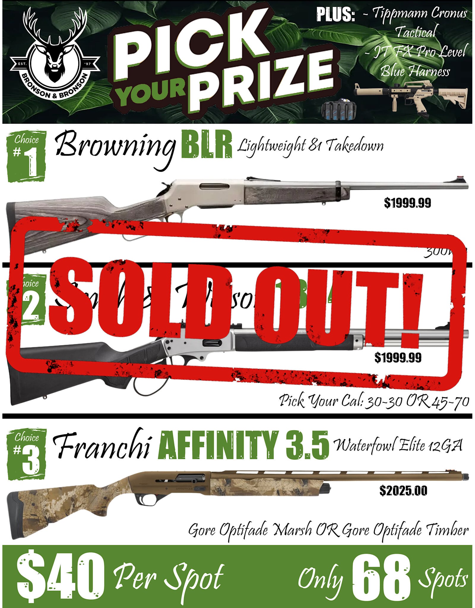 DRAW #1947 - Pick Your Prize - Browning, Smith & Wesson OR Franchi!