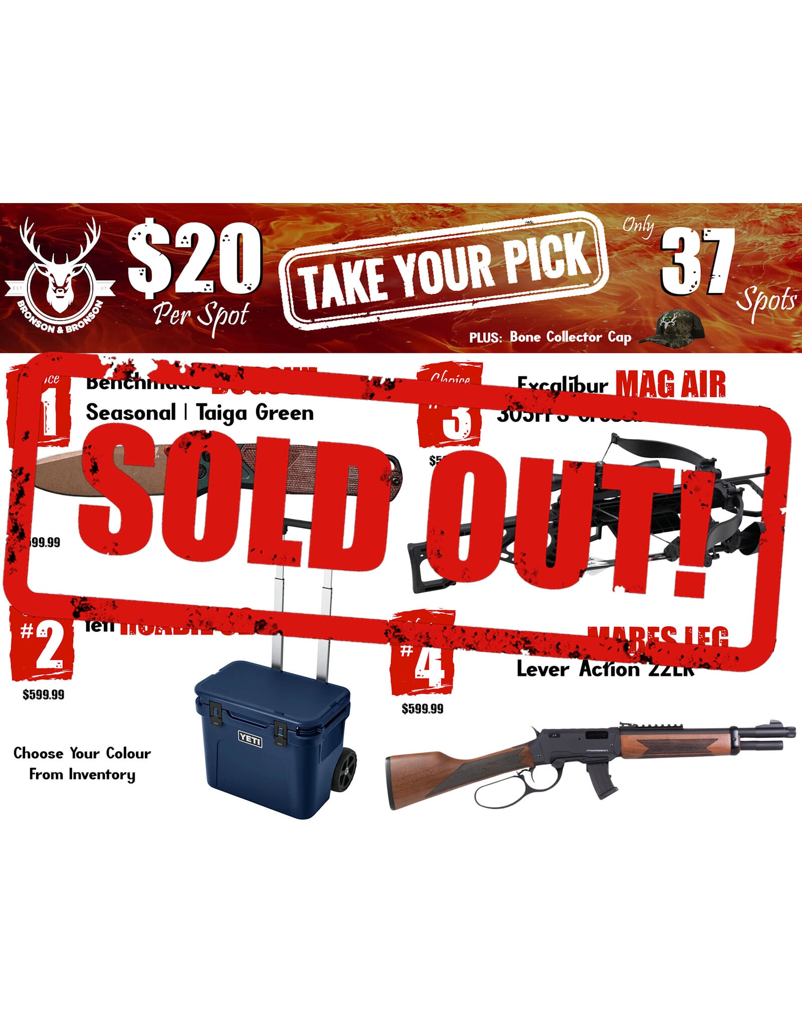 DRAW #1948 - Take Your Pick - Benchmade, Yeti, Excalibur OR Morisson!