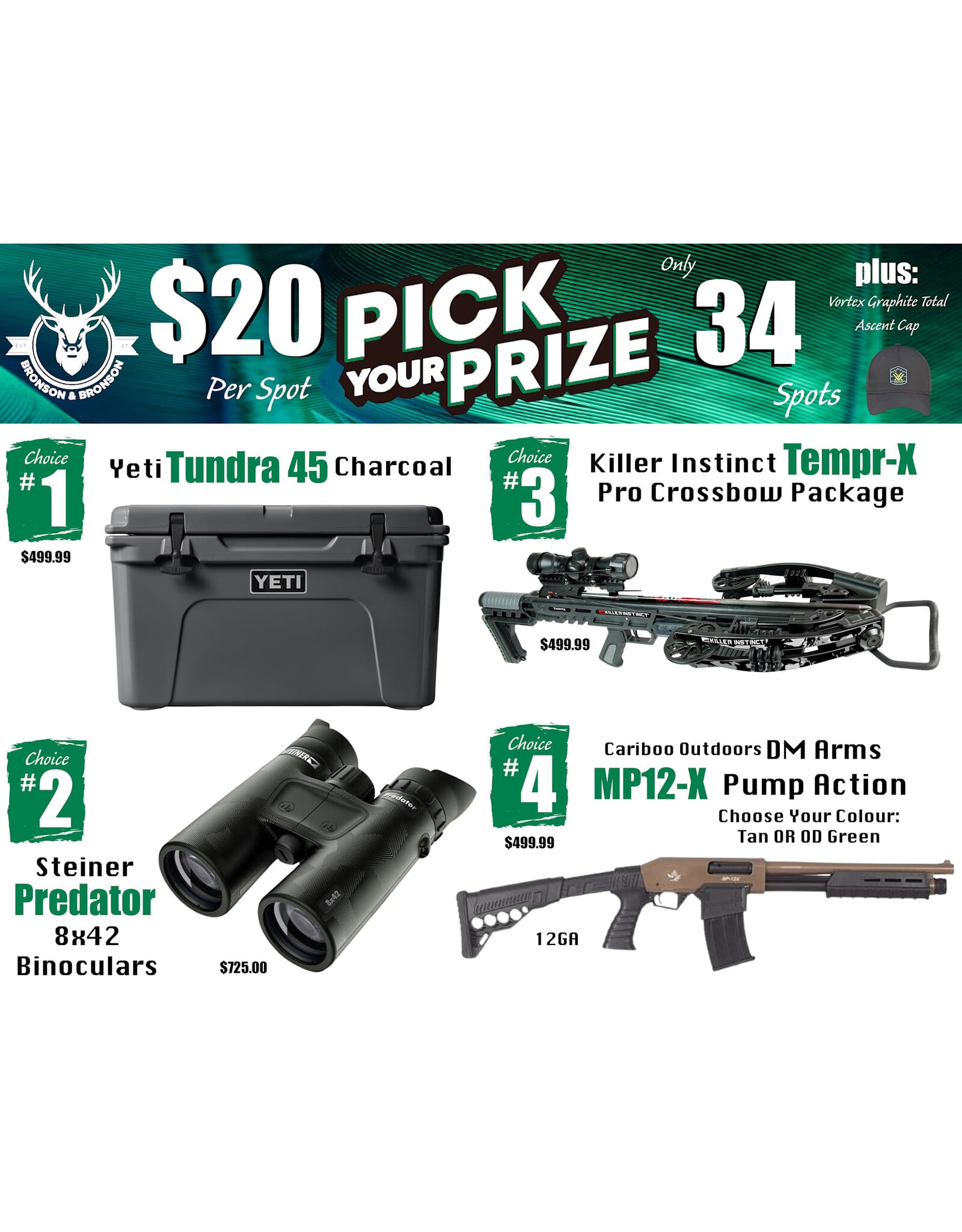 DRAW #1953 - Pick Your Prize - Yeti, Steiner, Killer Instinct OR Cariboo Outdoors!