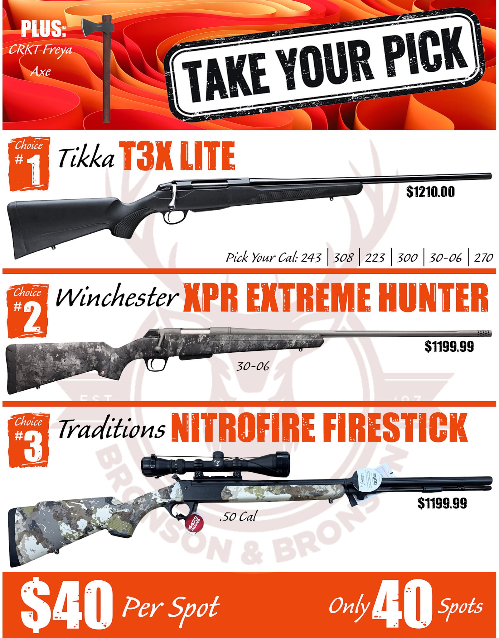 DRAW #1955 - Take Your Pick - Tikka, Winchester OR Traditions!