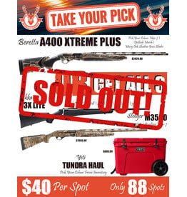 DRAW #1952 - Take Your Pick - Beretta OR Tikka, Stoeger + Yeti!