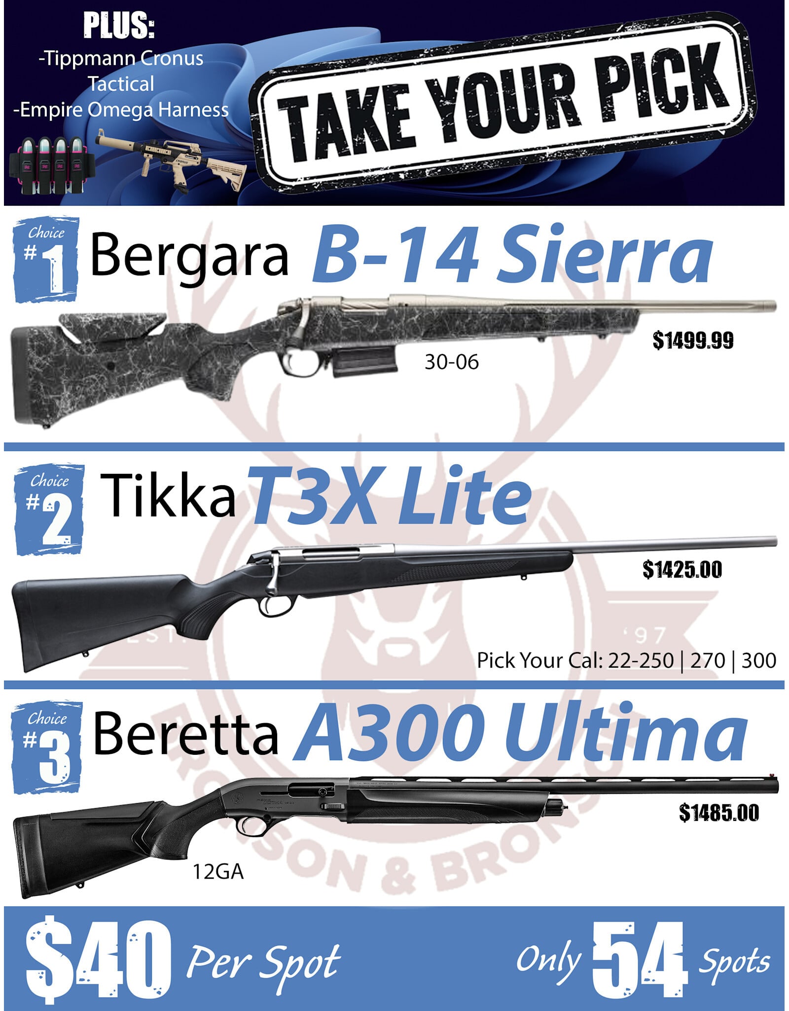 DRAW #1956 - Take Your Pick - Bergara, Tikka OR Beretta!