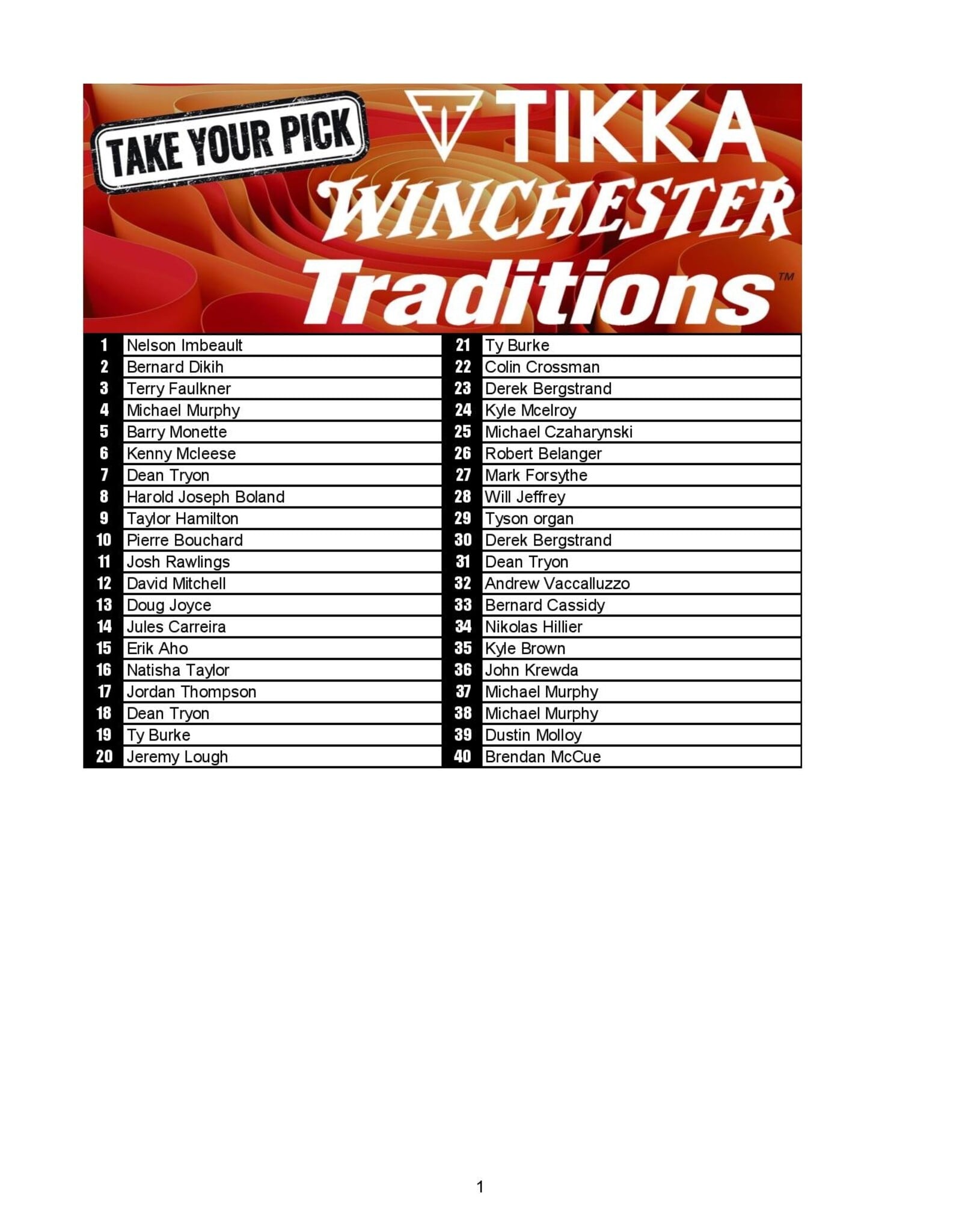 DRAW #1955 - Take Your Pick - Tikka, Winchester OR Traditions!