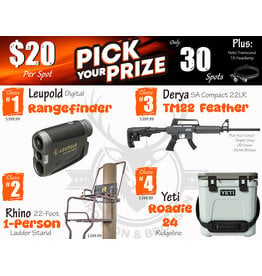 DRAW #1957 - Pick Your Prize - Leupold, Rhino, Derya OR Yeti!