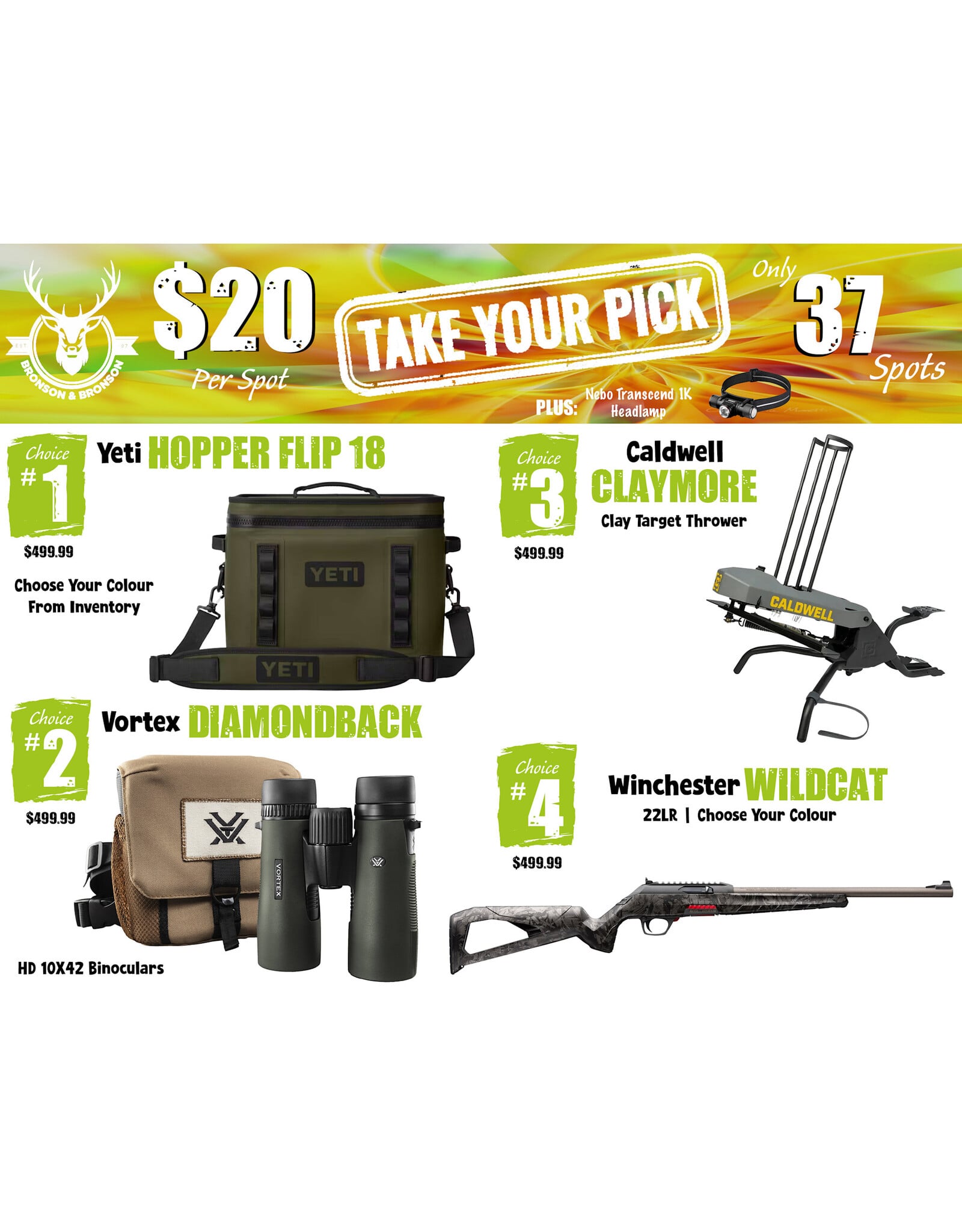 DRAW #1958 - Take Your Pick - Yeti, Vortex, Caldwell OR Winchester!