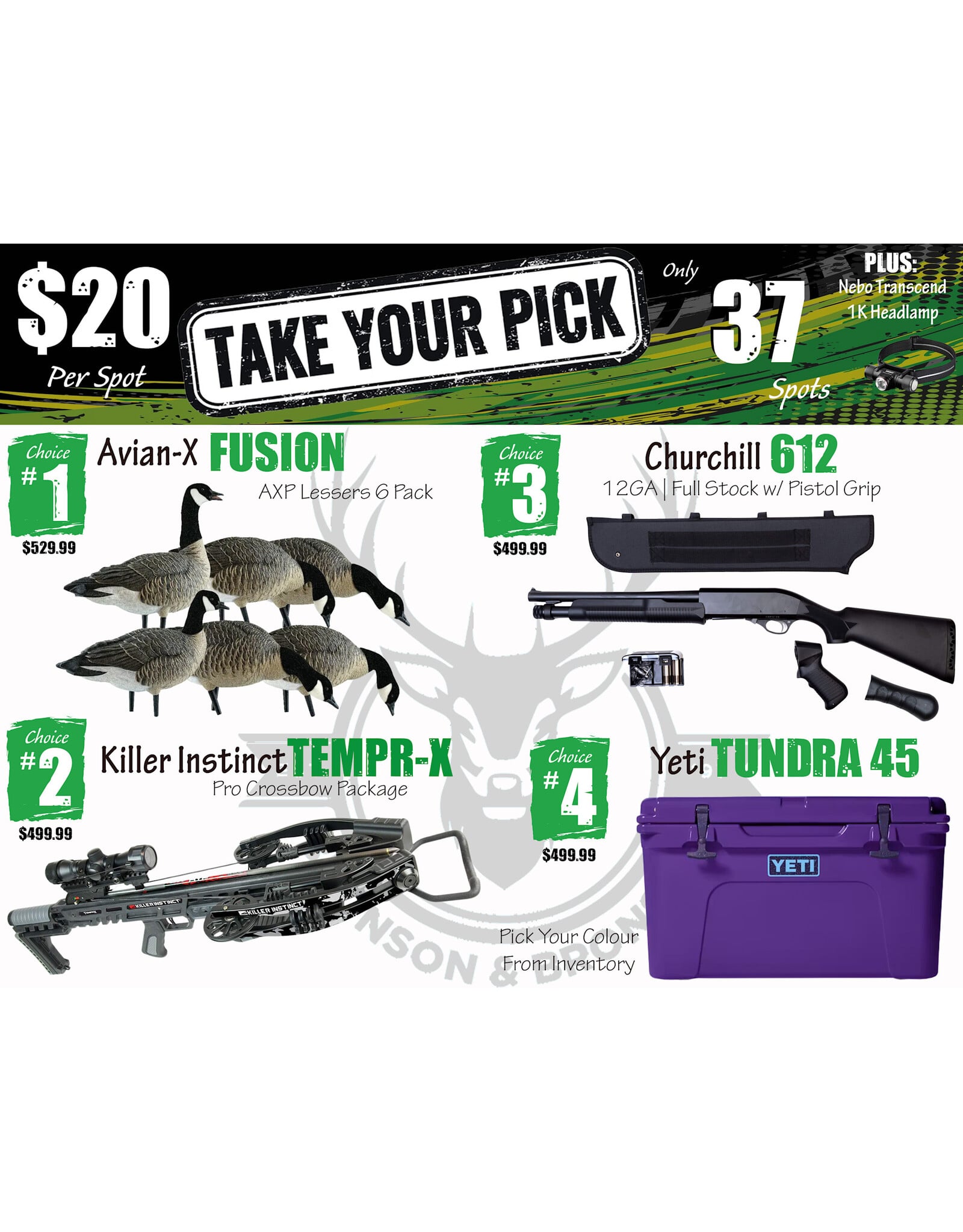 DRAW #1961 - Take Your Pick - Avian-X, Killer Instinct, Churchill OR Yeti!