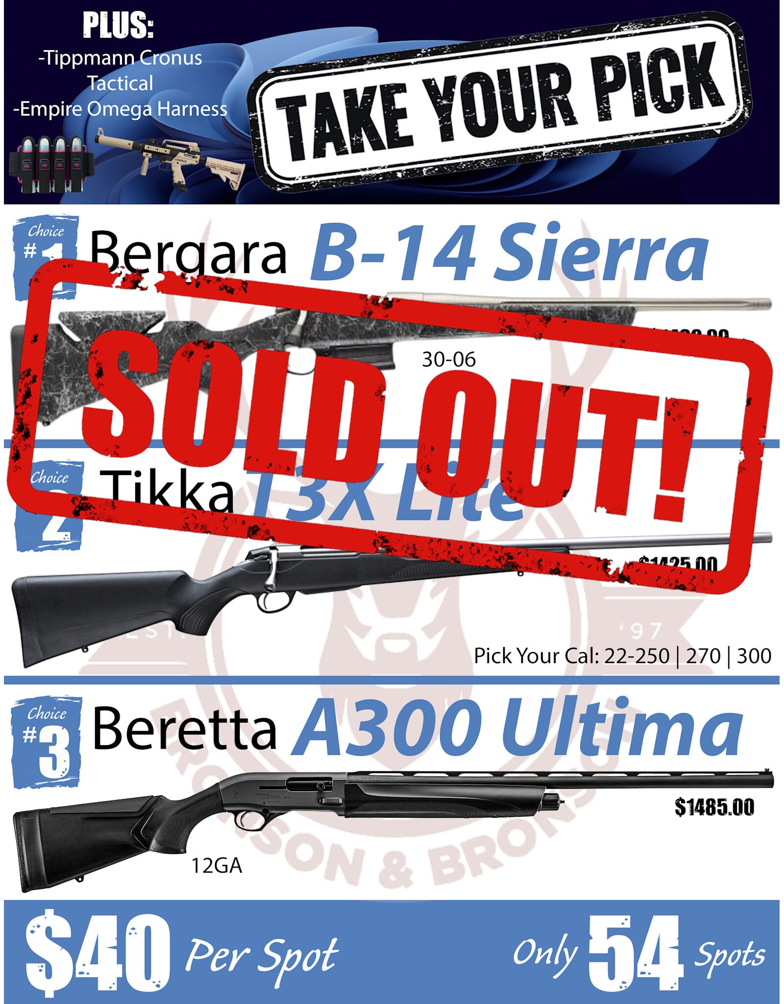 DRAW #1956 - Take Your Pick - Bergara, Tikka OR Beretta!