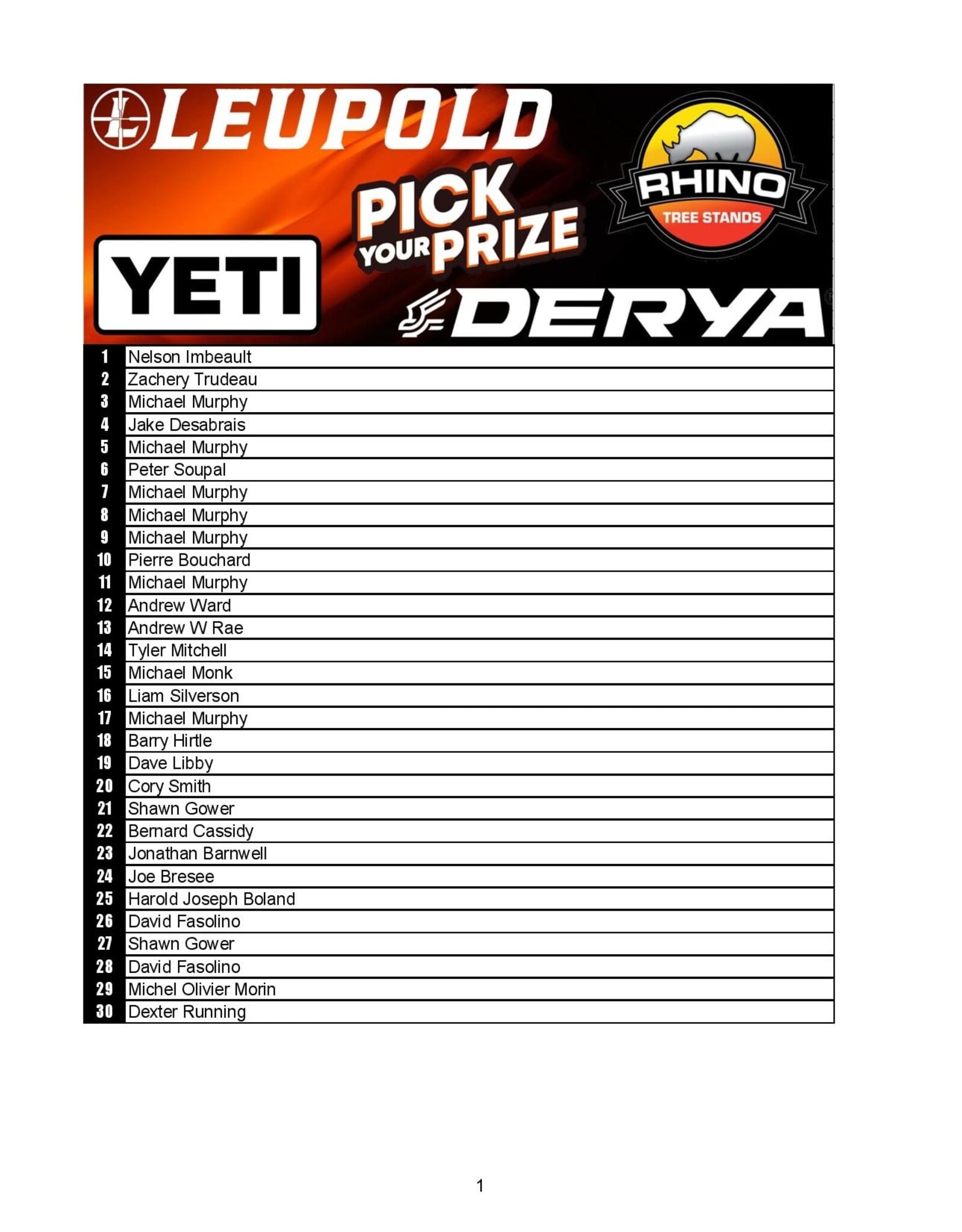 DRAW #1957 - Pick Your Prize - Leupold, Rhino, Derya OR Yeti!