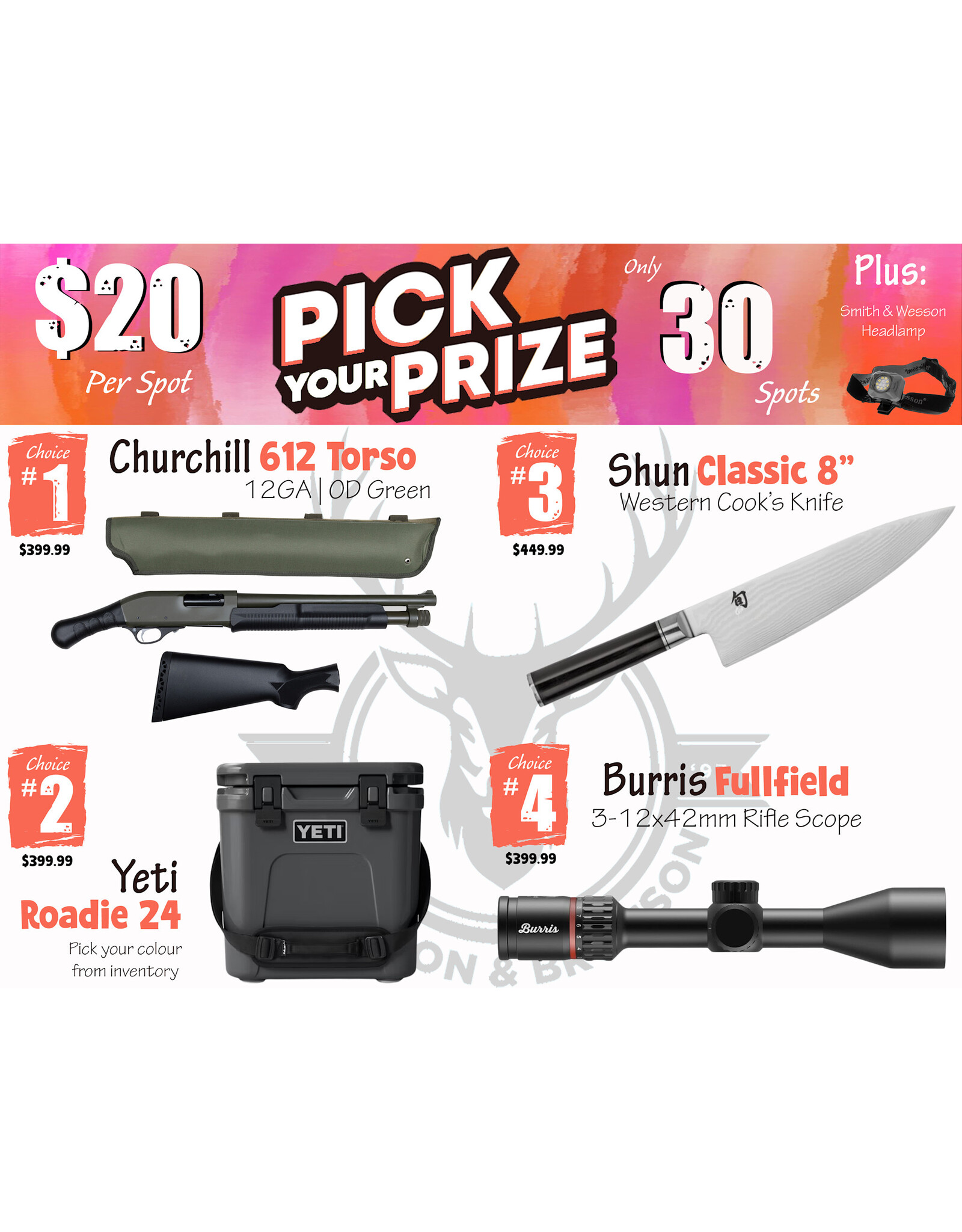 DRAW #1966 - Pick Your Prize - Churchill, Yeti, Shun OR Burris!