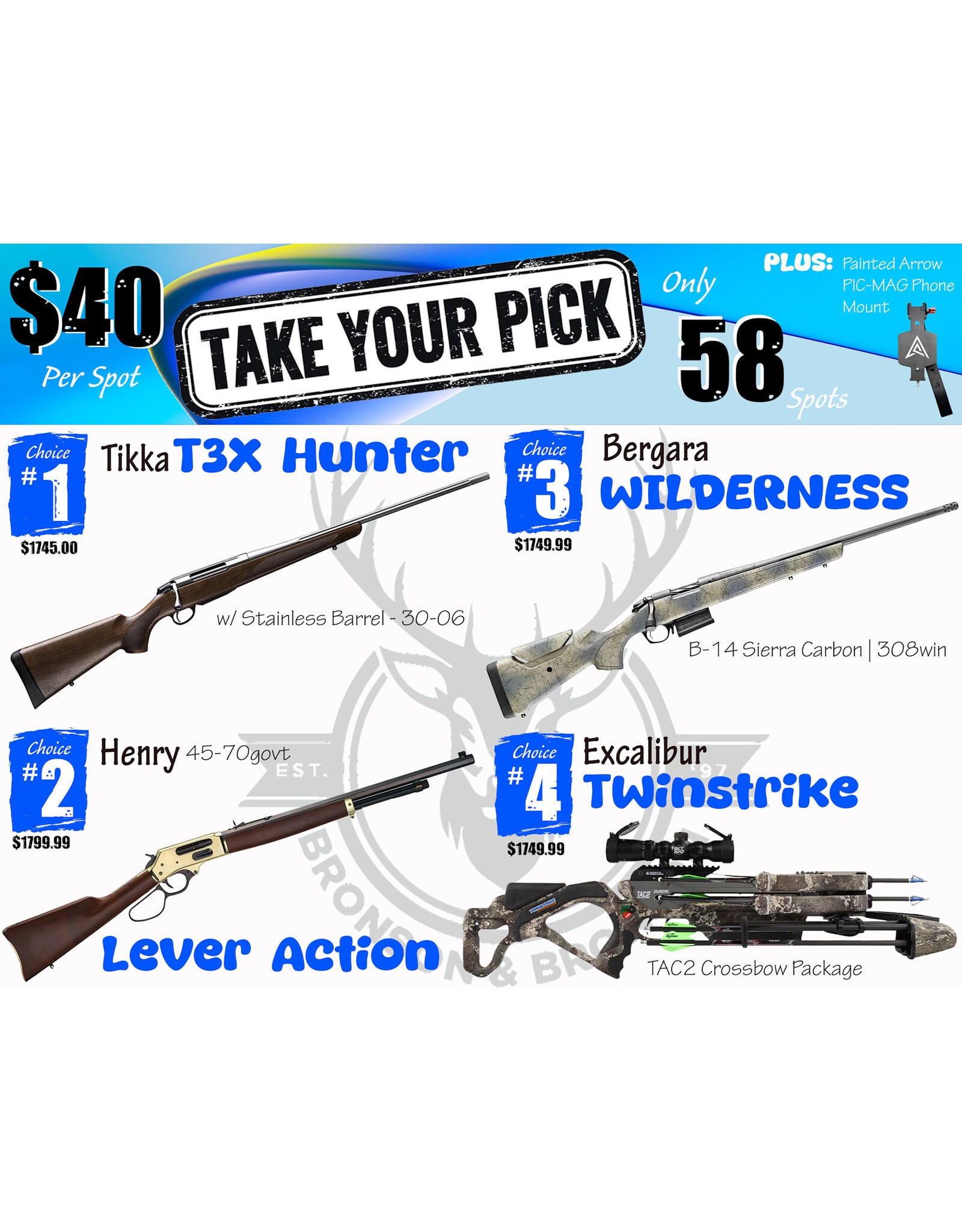 DRAW #1967 - Take Your Pick - Tikka, Henry, Bergara OR Excalibur!