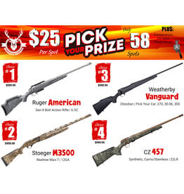 DRAW #1968 - Pick Your Prize - Ruger, Stoeger, Weatherby OR CZ!