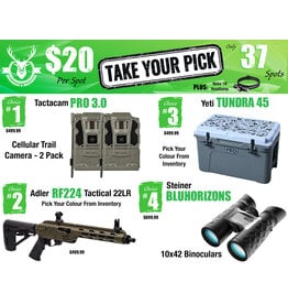 DRAW #1969 - Take Your Pick - Tactacam, Adler, Yeti OR Steiner!