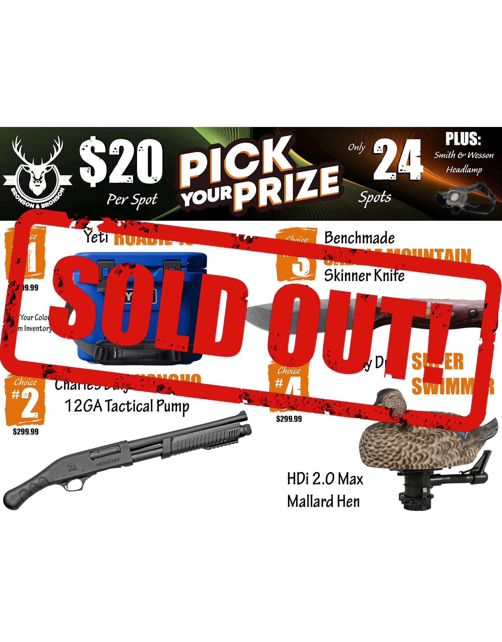 DRAW #1965 - Pick Your Prize - Yeti, Charles Daly, Benchmade OR Lucky Duck!
