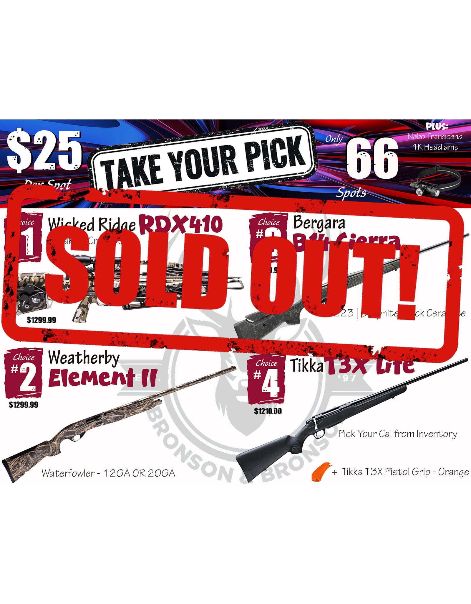 DRAW #1964 - Take Your Pick - Wicked Ridge, Weatherby, Bergara OR Tikka!
