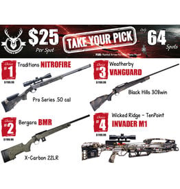 DRAW #1973 - Take Your Pick - Traditions, Bergara, Weatherby OR Wicked Ridge!
