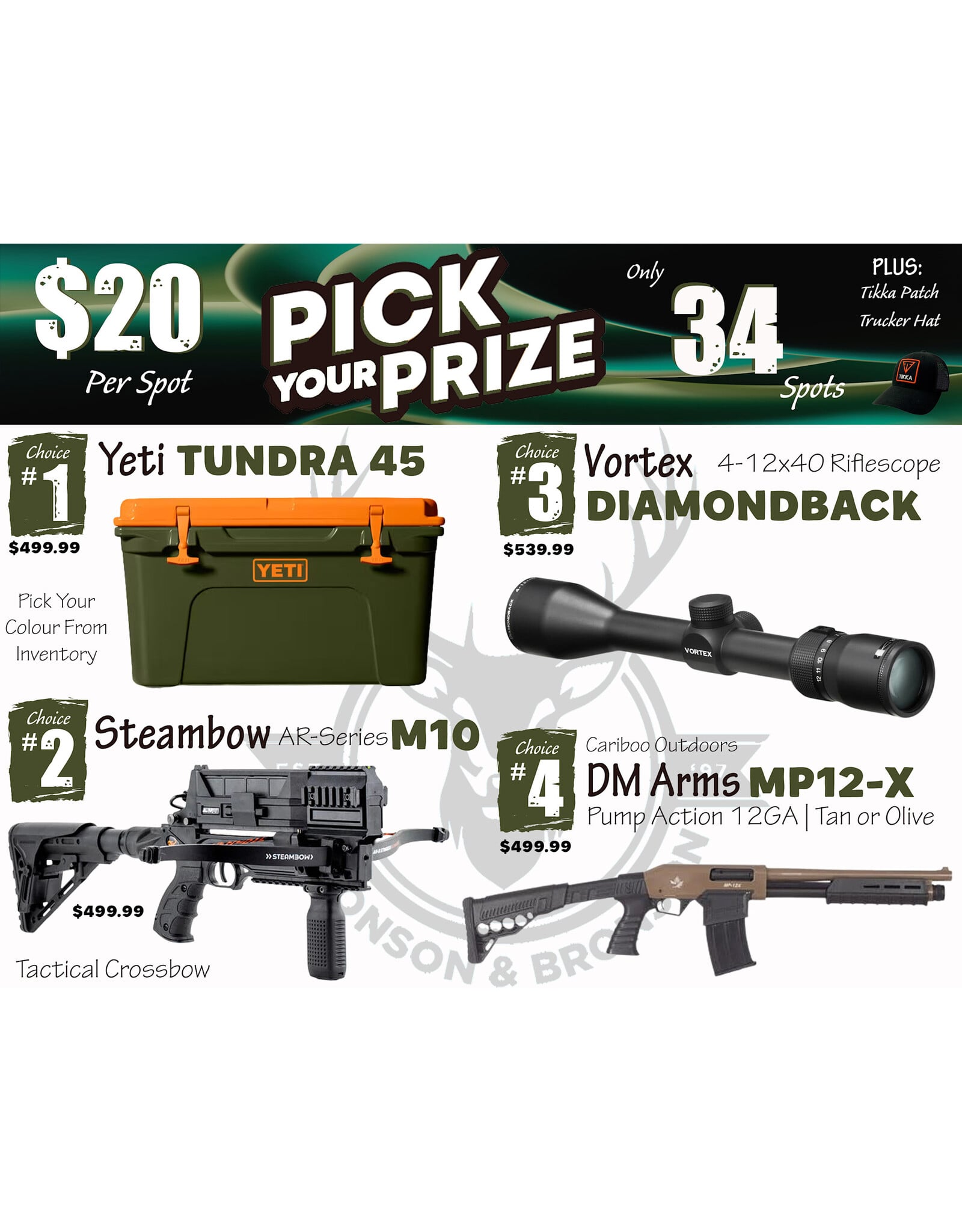 DRAW #1974 - Pick Your Prize - Yeti, Steambow, Vortex OR Cariboo!