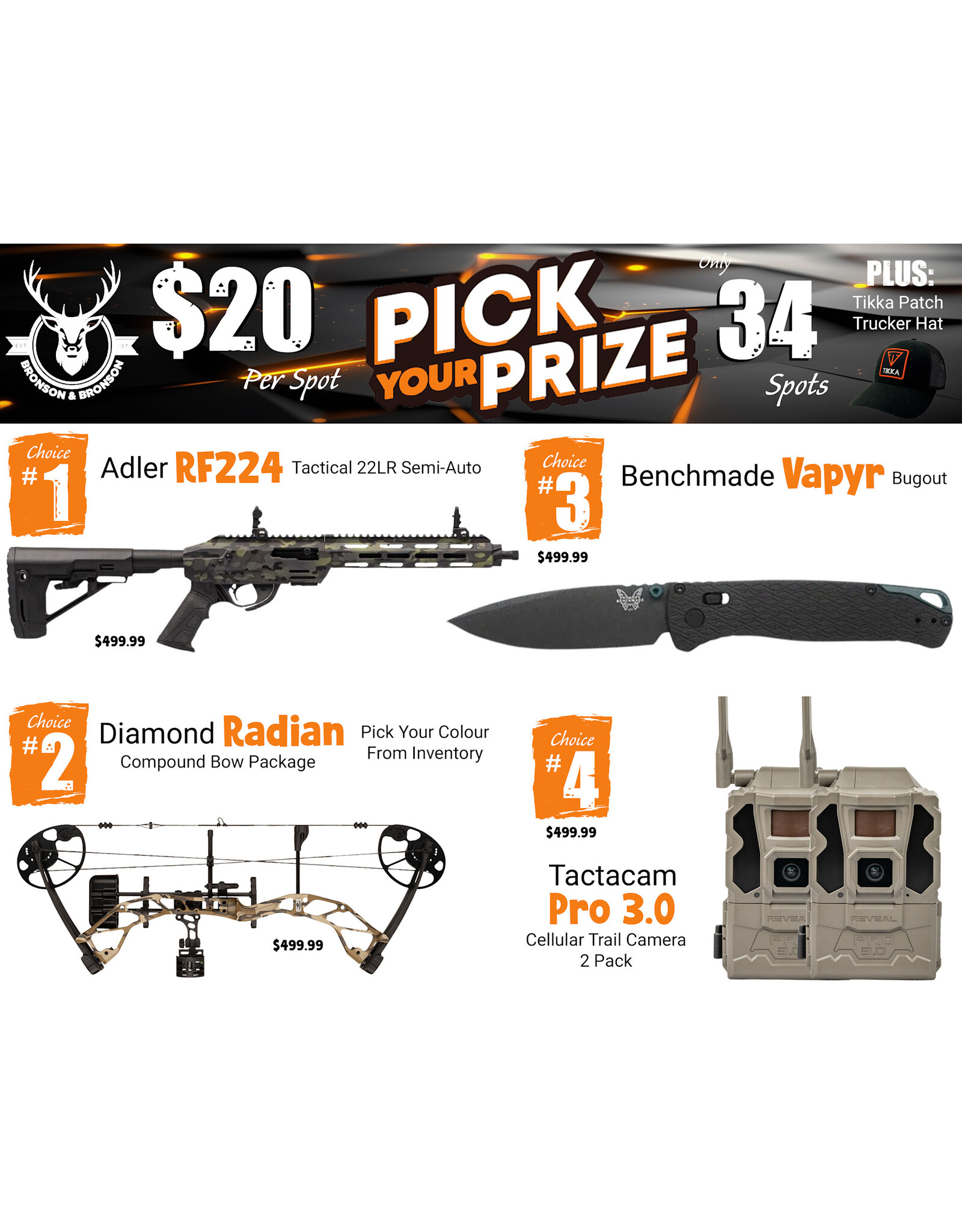 DRAW #1976 - Pick Your Prize - Adler, Diamond, Benchmade OR Tactacam!