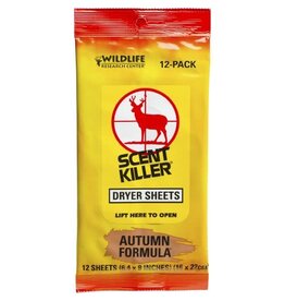 WILDLIFE RESEARCH CENTER INC Scent Killer Dryer Sheets 12-pack Autumn Formula