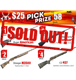 DRAW #1968 - Pick Your Prize - Ruger, Stoeger, Weatherby OR CZ!