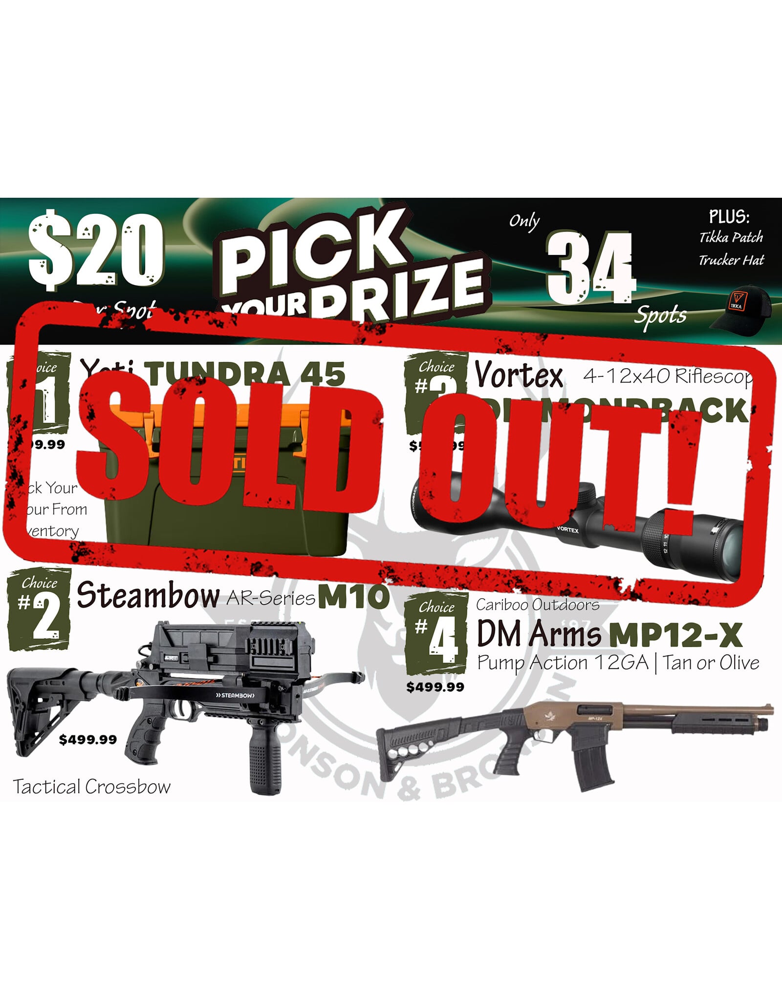 DRAW #1974 - Pick Your Prize - Yeti, Steambow, Vortex OR Cariboo!