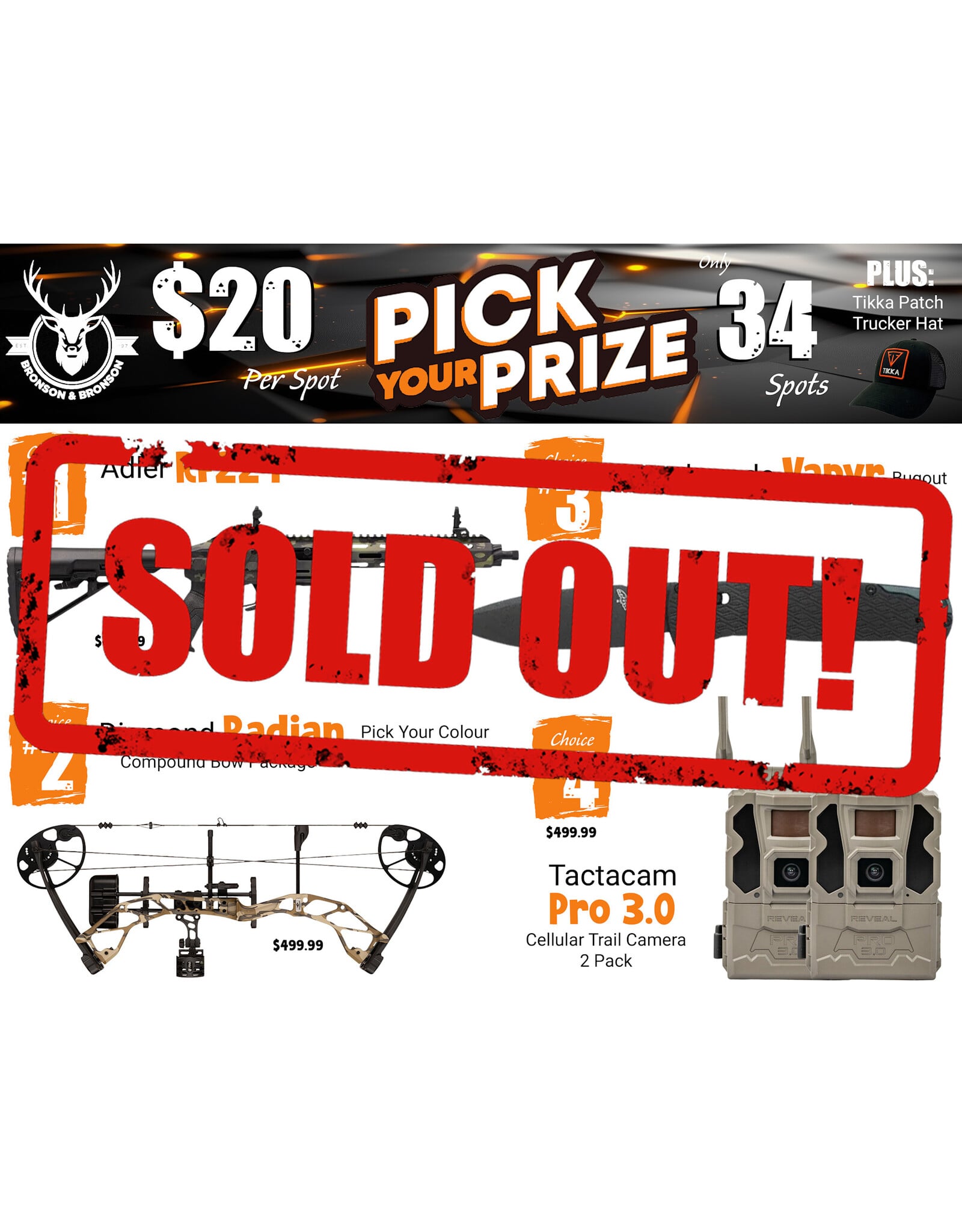 DRAW #1976 - Pick Your Prize - Adler, Diamond, Benchmade OR Tactacam!